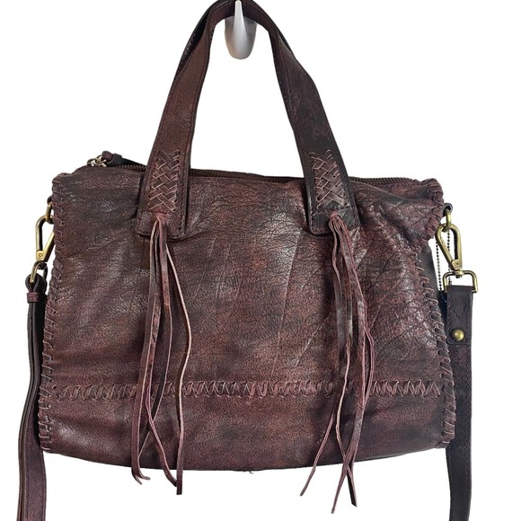 Nino Bossi Large Burgundy Leather Hobo Shoulder Tote Womens Handbag - Picture 3 of 12